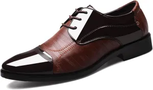 Men's Lace Up Dress Shoes Oxfords Classic Formal Patent Leather Tuxedo Shoes Business Wedding Derby Shoes