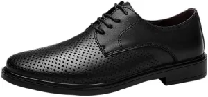 Men's Leather Formal Tuxedo Lace Up Dress Shoes Classical Style Men's Breathable Hollow Business Casual Pointed Shoes Dress Shoes Men Formal Oxfords