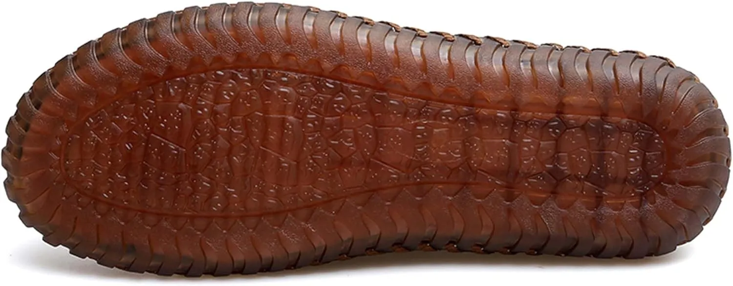 Mens Leather Loafers,Flat Breathable Casual Shoes,Walking Shoes,Non-Slip Driving Shoes,Hand Sewn,Soft and Comfortable,Suitable for All Seasons.