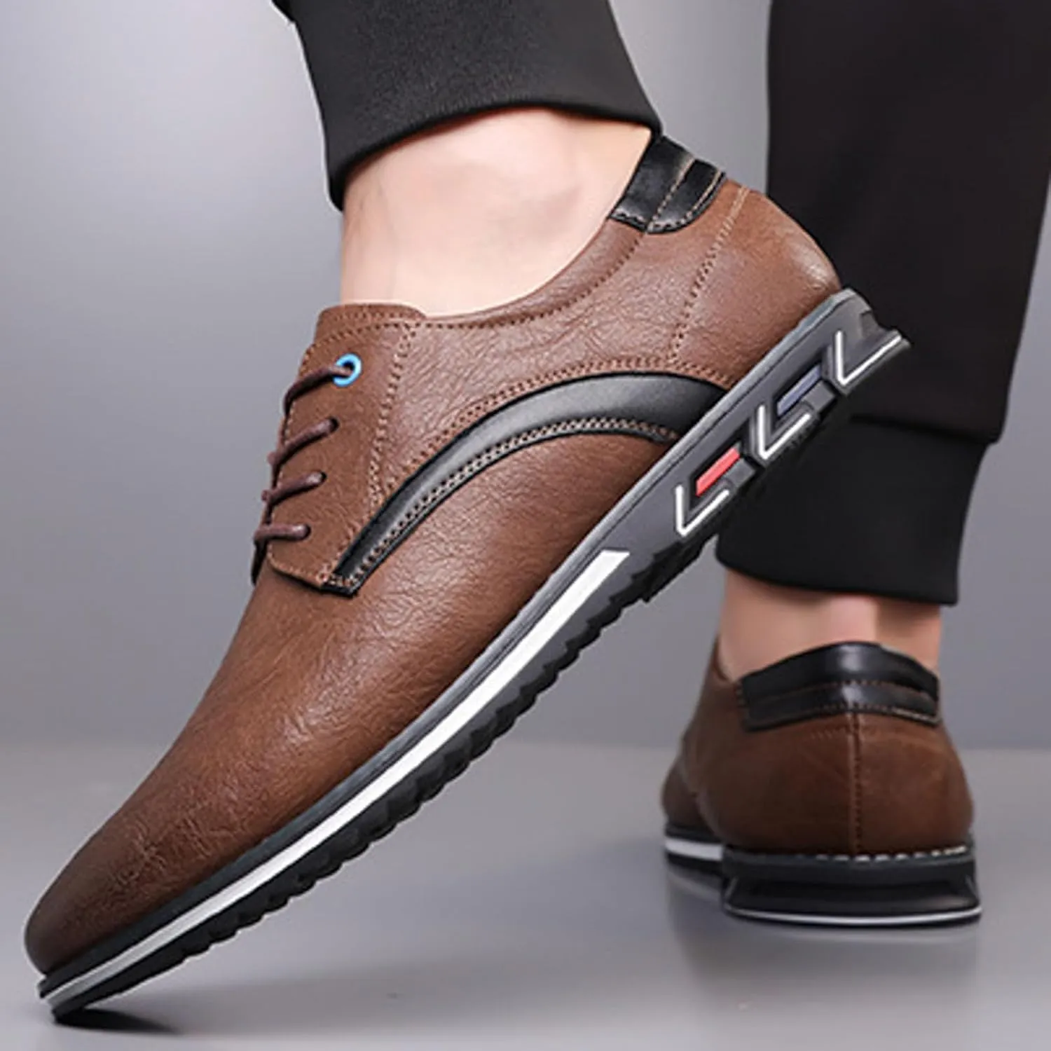Mens Leather Sneakers Non Slip Flat Business Shoes Lined Derby for Men Matte Leather Shoes with Supple and Durable Upper Waterproof Business Formal Boots with Cushion Sole