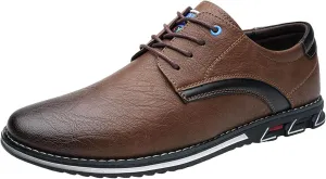 Mens Leather Sneakers Non Slip Flat Business Shoes Lined Derby for Men Matte Leather Shoes with Supple and Durable Upper Waterproof Business Formal Boots with Cushion Sole