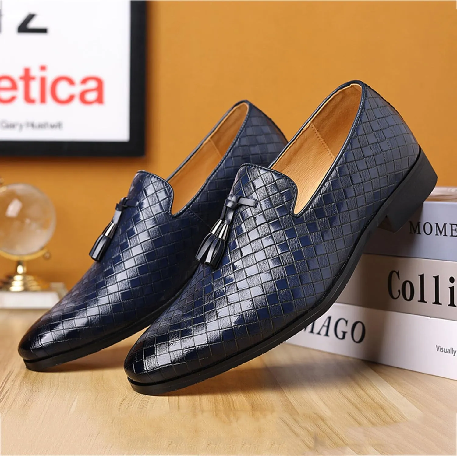 Men's Loafers Dress Shoes Classic Oxfords Comfy Slip-On Flats with Tassels Wedding Party Shoes