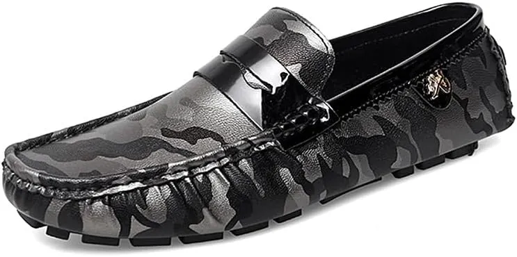 Mens Loafers Shoe Colorful Vegan Leather Penny Driving Loafers Anti-Slip Lightweight Flat Heel Fashion Slip On