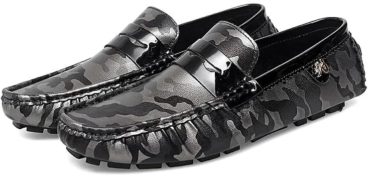 Mens Loafers Shoe Colorful Vegan Leather Penny Driving Loafers Anti-Slip Lightweight Flat Heel Fashion Slip On