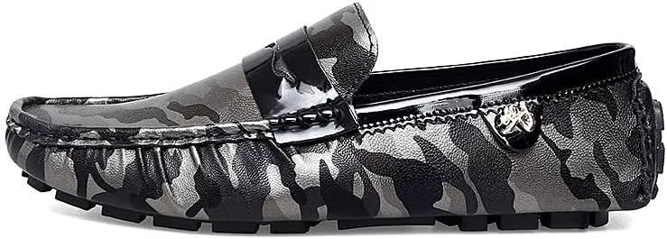 Mens Loafers Shoe Colorful Vegan Leather Penny Driving Loafers Anti-Slip Lightweight Flat Heel Fashion Slip On