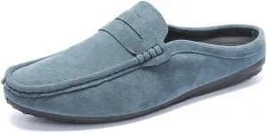 Mens Loafers Shoe Round Toe Suede Vamp Penny Half Loafers Shoes Resistant Comfortable Anti-Slip Classic Outdoor Slip On