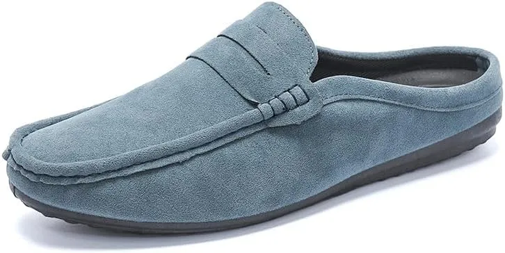 Mens Loafers Shoe Round Toe Suede Vamp Penny Half Loafers Shoes Resistant Comfortable Anti-Slip Classic Outdoor Slip On