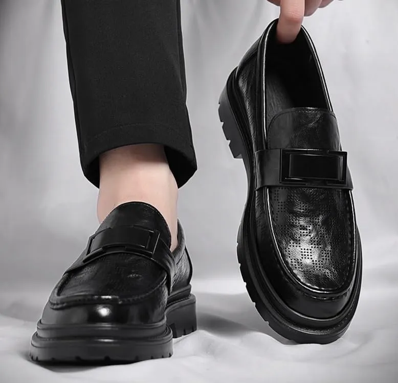 Mens Modern Classic Slip On Dress Shoes Men's Wingtip Brogue Oxford Leather Formal Shoes for Men
