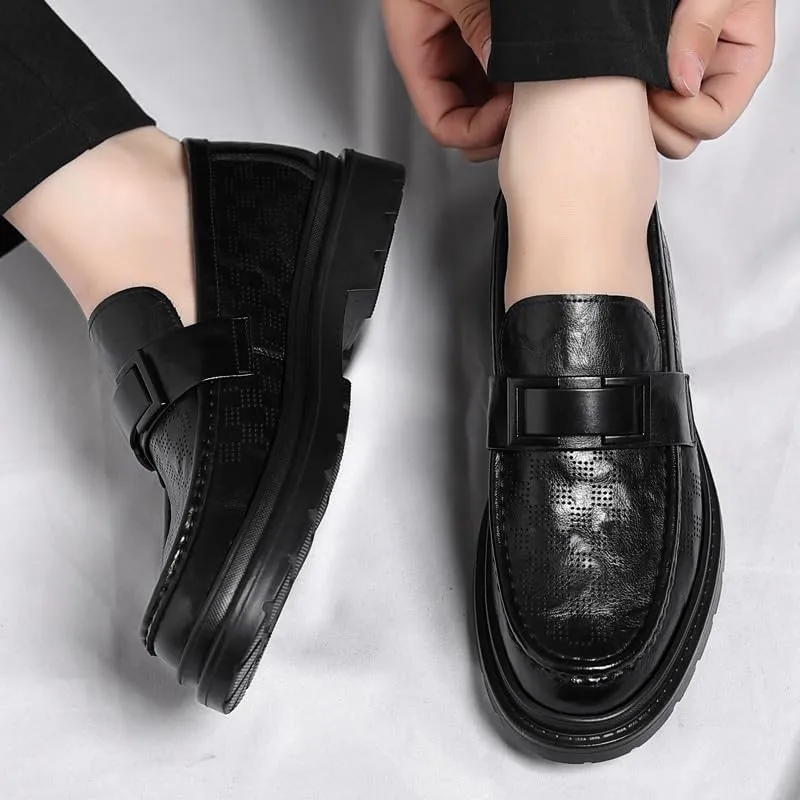Mens Modern Classic Slip On Dress Shoes Men's Wingtip Brogue Oxford Leather Formal Shoes for Men