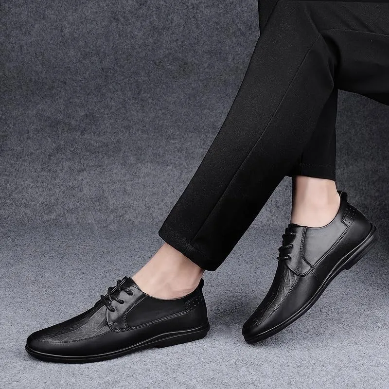 Mens Oxford Shoes Lace-up Prom Brogue Synthetic Leather Wedding Non Slip Low Top Anti-Slip Shoe
