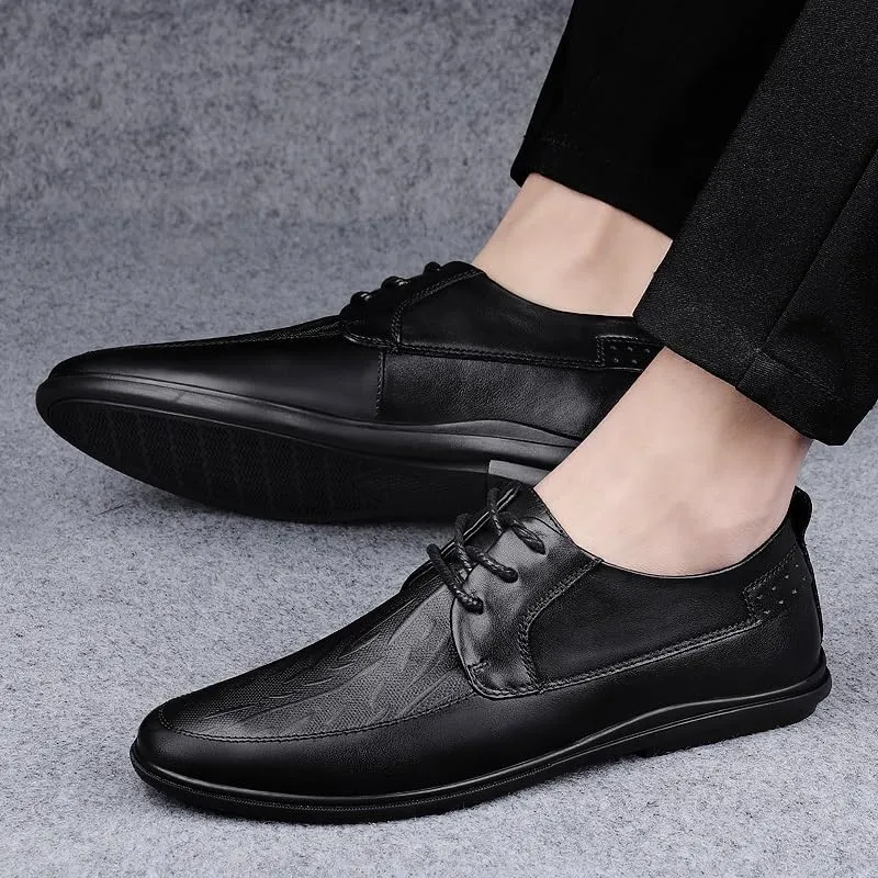 Mens Oxford Shoes Lace-up Prom Brogue Synthetic Leather Wedding Non Slip Low Top Anti-Slip Shoe