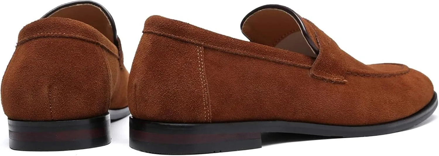 Mens Penny Slip On Suede Loafers Classic Comfortable Casual Men Shoes Boat Shoes for Outdoor Leisure Driving Dating