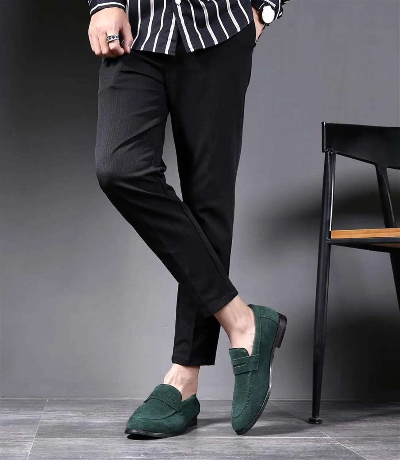 Mens Penny Slip On Suede Loafers Classic Comfortable Casual Men Shoes Boat Shoes for Outdoor Leisure Driving Dating