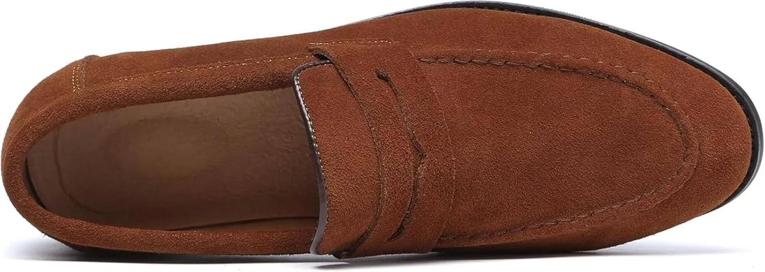 Mens Penny Slip On Suede Loafers Classic Comfortable Casual Men Shoes Boat Shoes for Outdoor Leisure Driving Dating