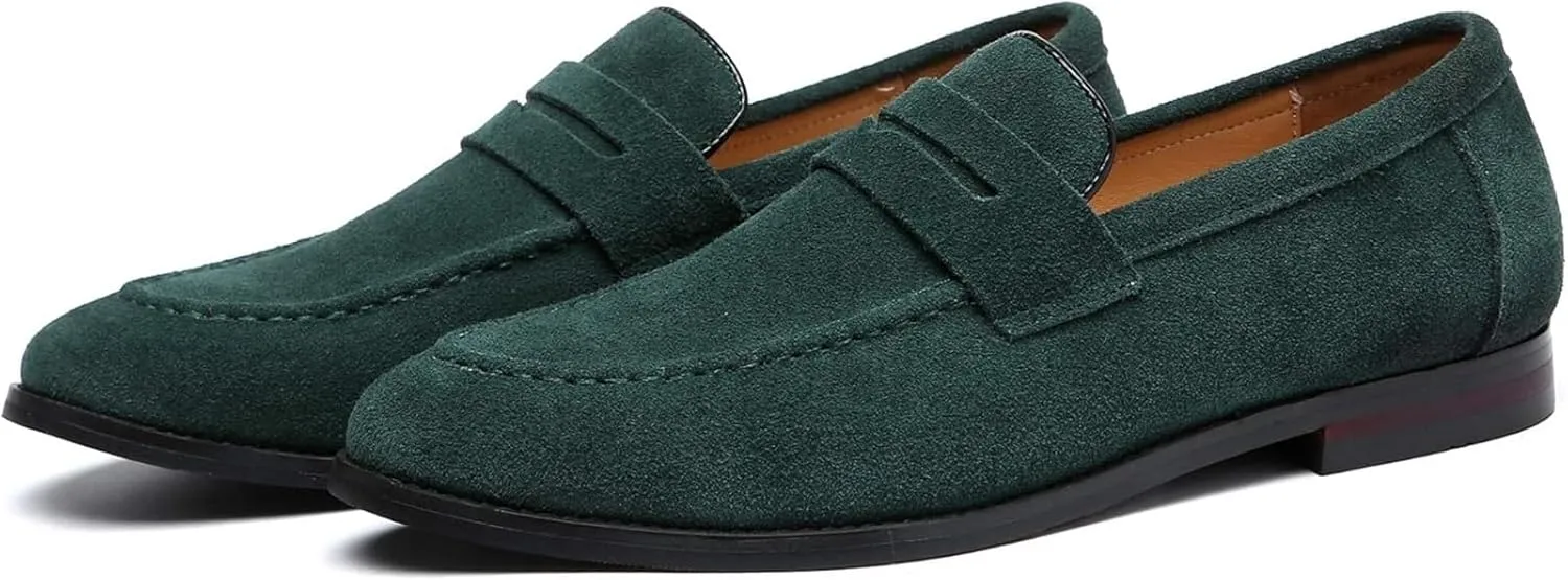 Mens Penny Slip On Suede Loafers Classic Comfortable Casual Men Shoes Boat Shoes for Outdoor Leisure Driving Dating