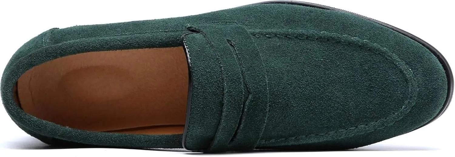 Mens Penny Slip On Suede Loafers Classic Comfortable Casual Men Shoes Boat Shoes for Outdoor Leisure Driving Dating