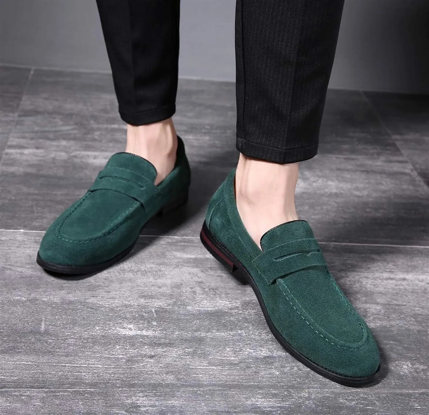 Mens Penny Slip On Suede Loafers Classic Comfortable Casual Men Shoes Boat Shoes for Outdoor Leisure Driving Dating