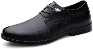 Men’s Pointed Toe Oxford Shoes Fashion Leather Lace-Up Dress Shoes for Business Formal