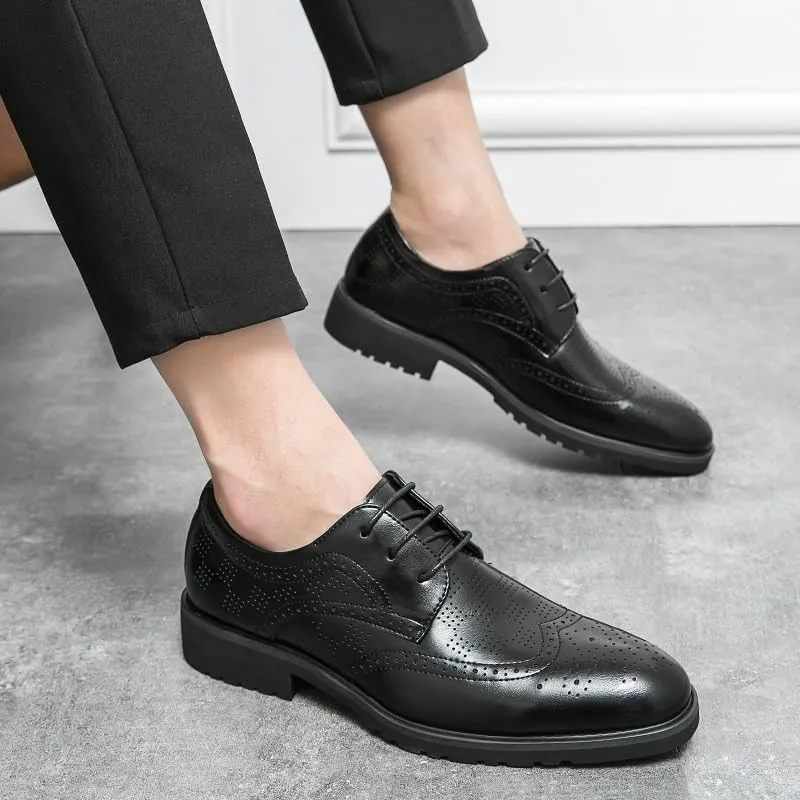 Mens Printing Breathable Dress Shoes, Men's Breathable Oxfords Formal Dress Wedding Dress Shoes, Fashion Casual New Business Shoes Genuine Leather Dress Formal Shoes for Men