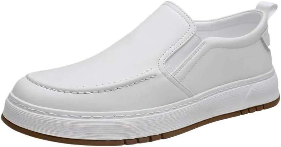Men's Prom Loafers Suede Vamp Moccasins Shoe Solid Color Round Toe Non Slip Classic Slip-on