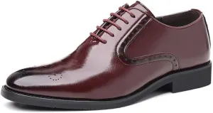 Men's Shiny Leather Oxford Shoes Wedding Business Office Dress Shoes Classic Pointed Toe Comfortable Loafers Shoes for Men(Brown,9)