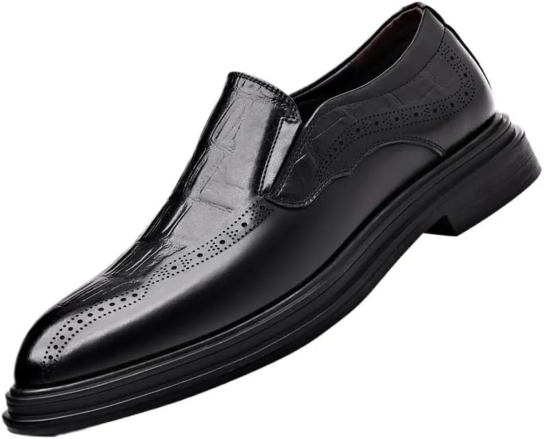 Men's Shiny Patent Leather Dress Shoes Men Pointed Toe Formal Oxfords Lightweight All-Day Comfort Slip-Ons Loafers