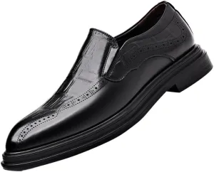 Men's Shiny Patent Leather Dress Shoes Men Pointed Toe Formal Oxfords Lightweight All-Day Comfort Slip-Ons Loafers
