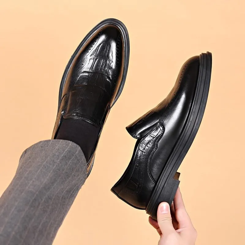Men's Shiny Patent Leather Dress Shoes Men Pointed Toe Formal Oxfords Lightweight All-Day Comfort Slip-Ons Loafers
