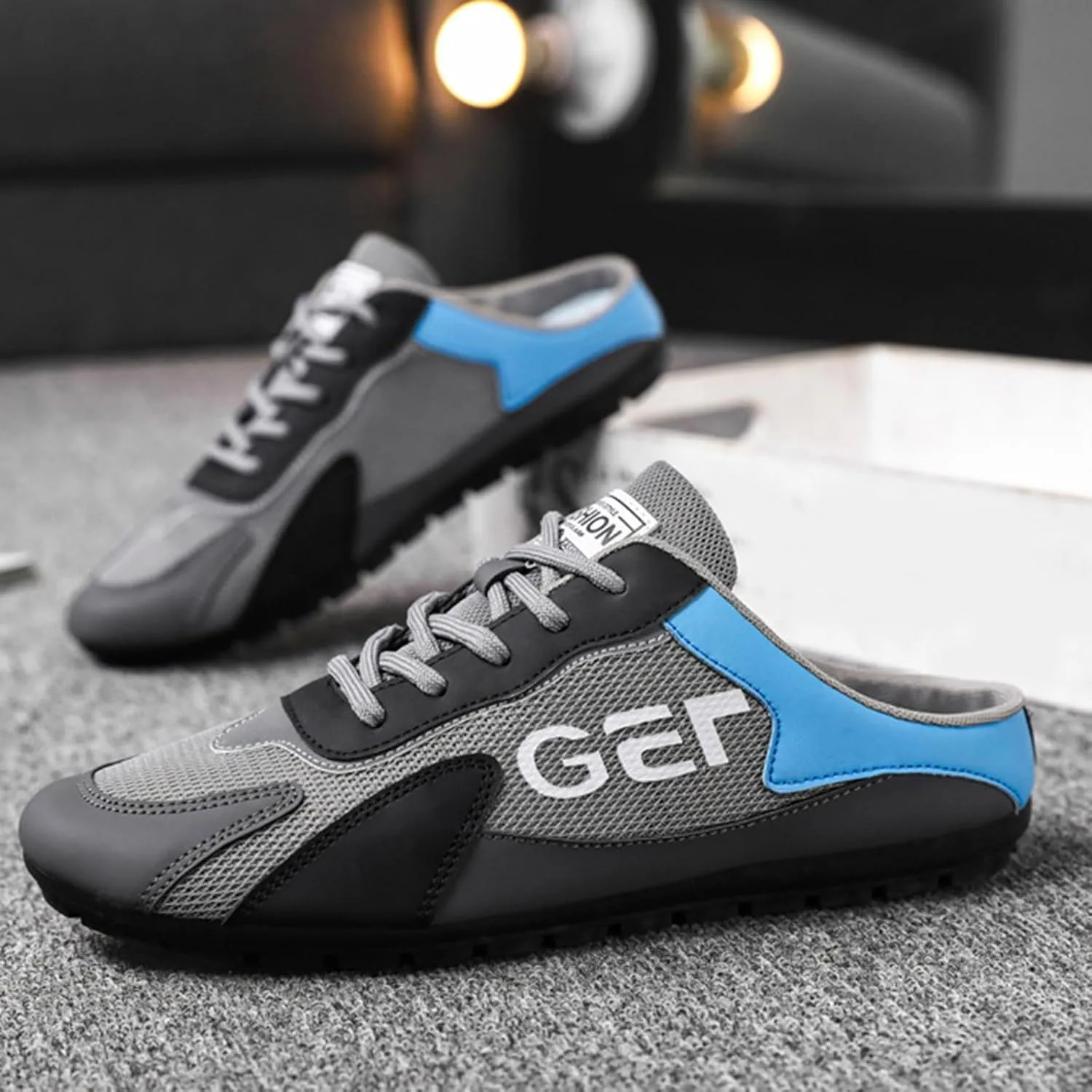 Men's Slip On Slippers Round Toe Full Covered Slippers Breathable Mesh Versatile Casual Shoes Mens Clog 11