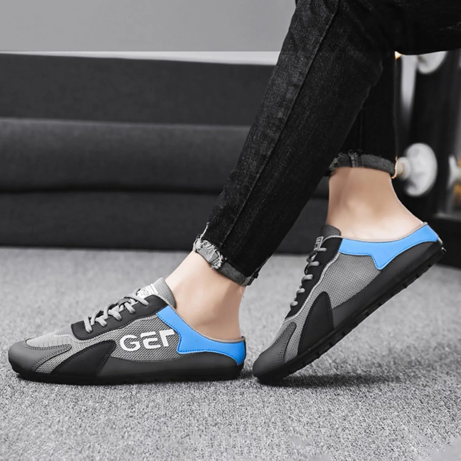 Men's Slip On Slippers Round Toe Full Covered Slippers Breathable Mesh Versatile Casual Shoes Mens Clog 11
