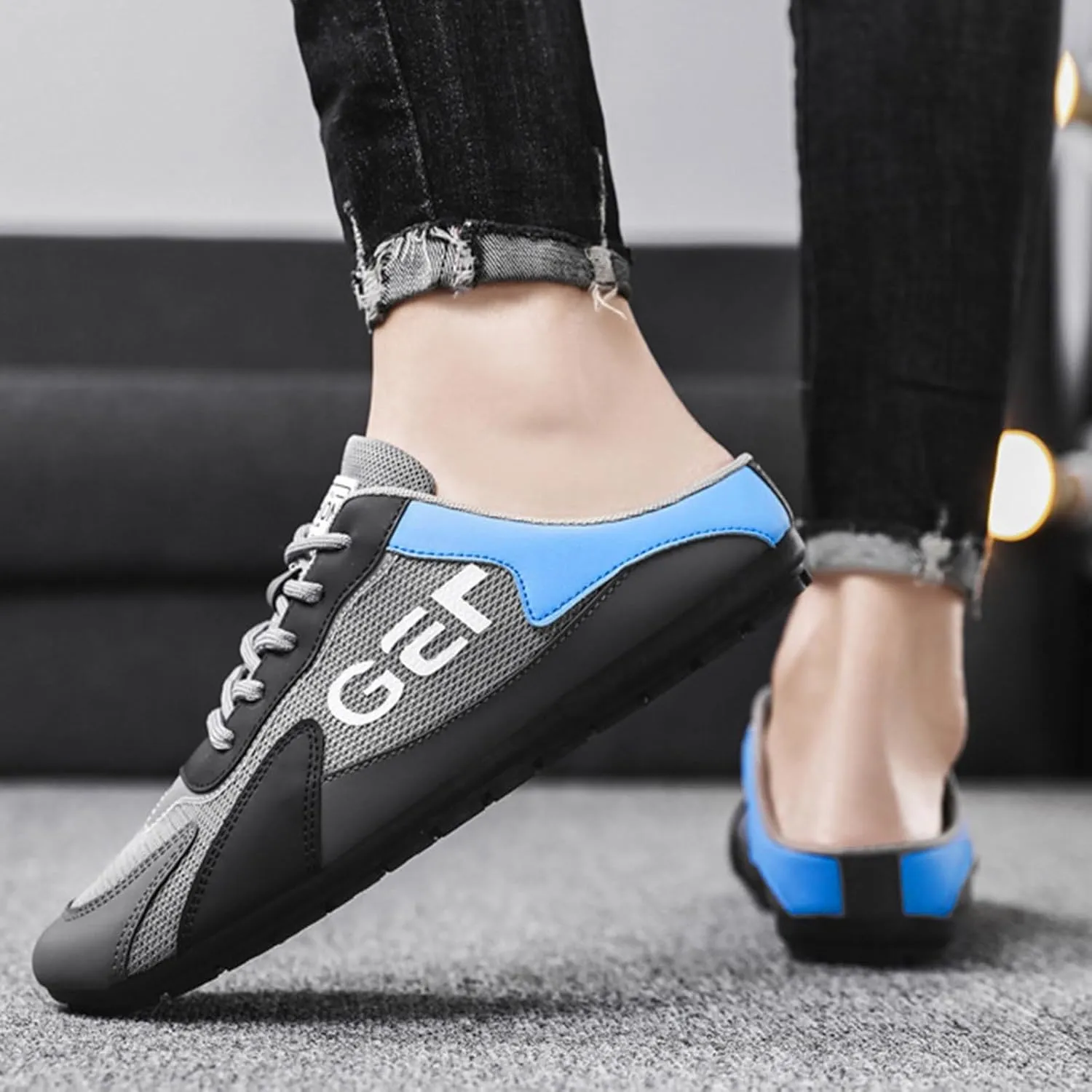 Men's Slip On Slippers Round Toe Full Covered Slippers Breathable Mesh Versatile Casual Shoes Mens Clog 11