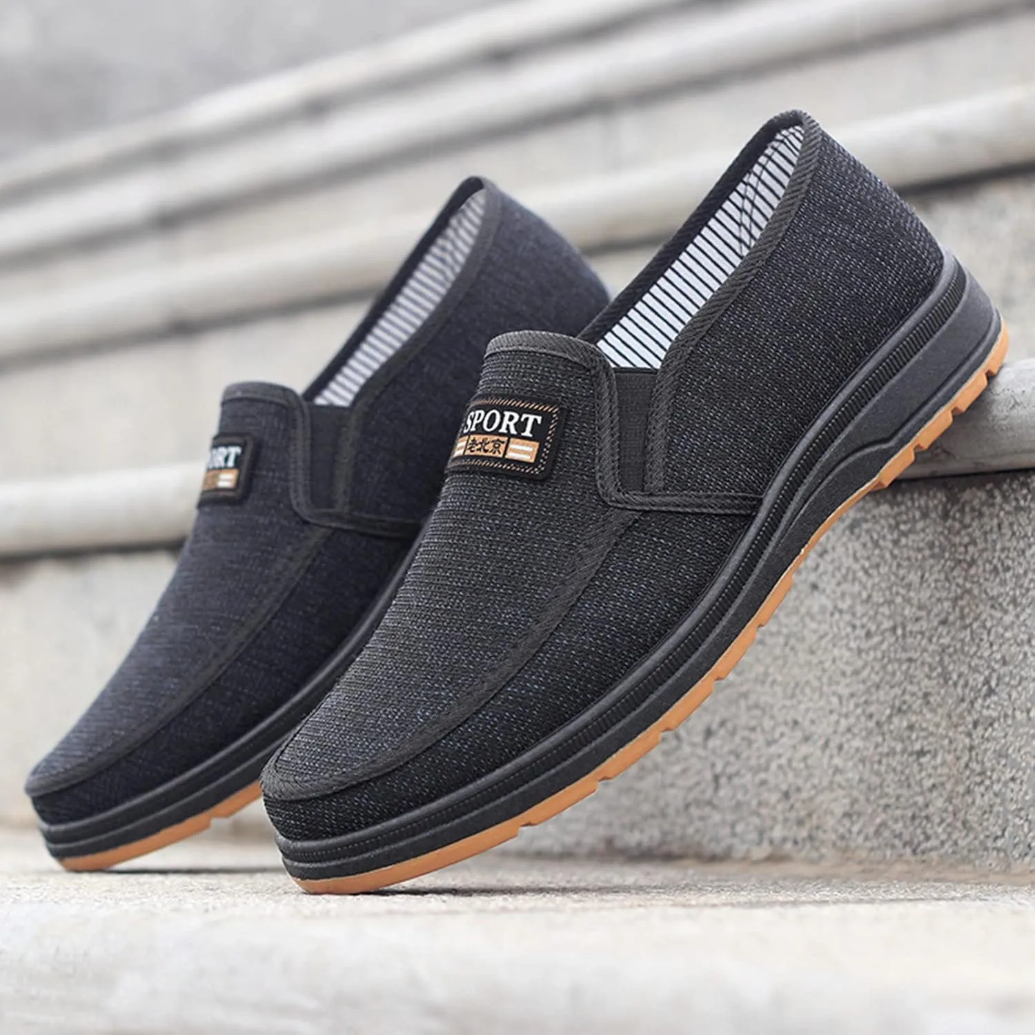 Men's Sneakers Fashion All Season Men Casual Shoes Flat Non Slip Lightweight Cloth Upper Spring Color Comfortable Slip
