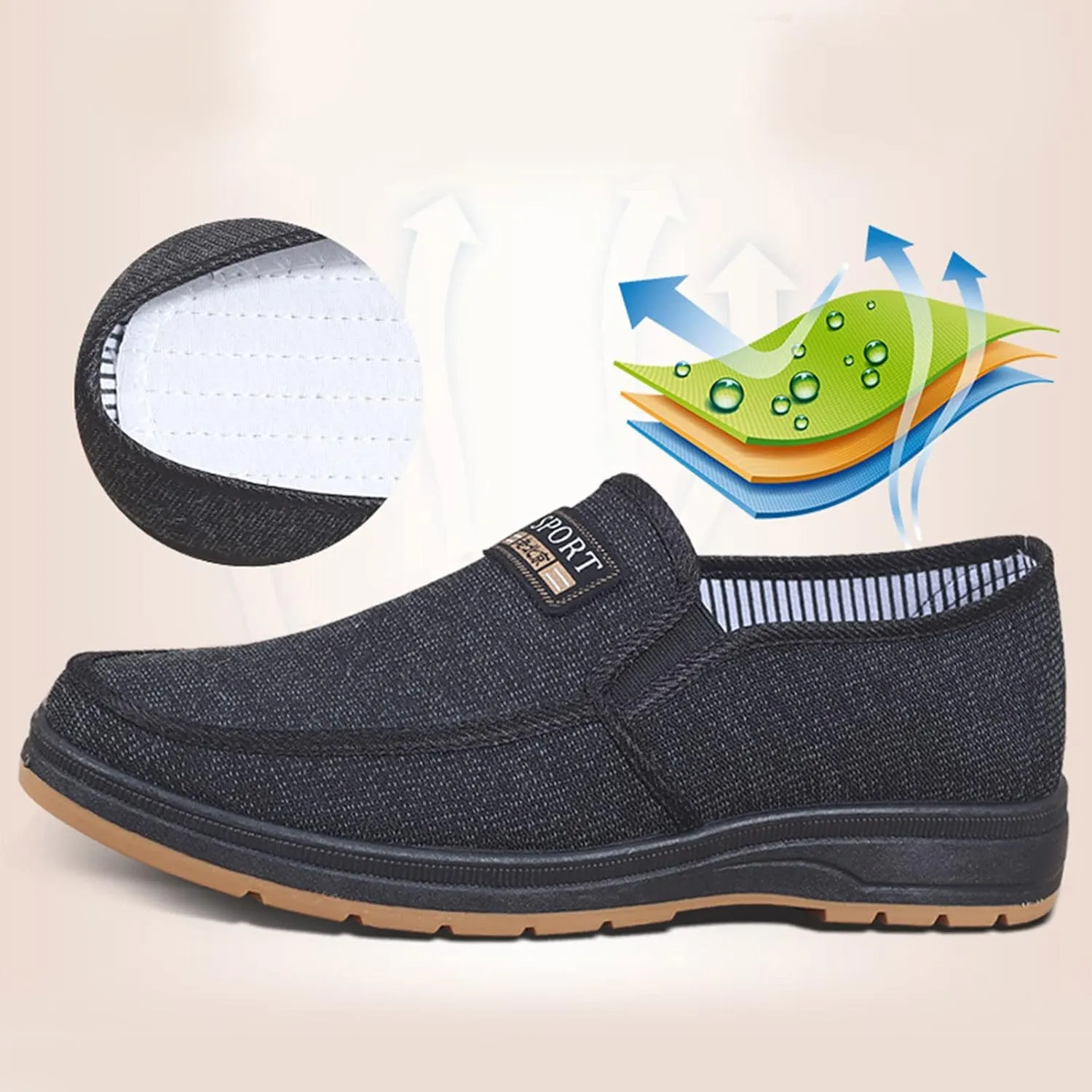 Men's Sneakers Fashion All Season Men Casual Shoes Flat Non Slip Lightweight Cloth Upper Spring Color Comfortable Slip