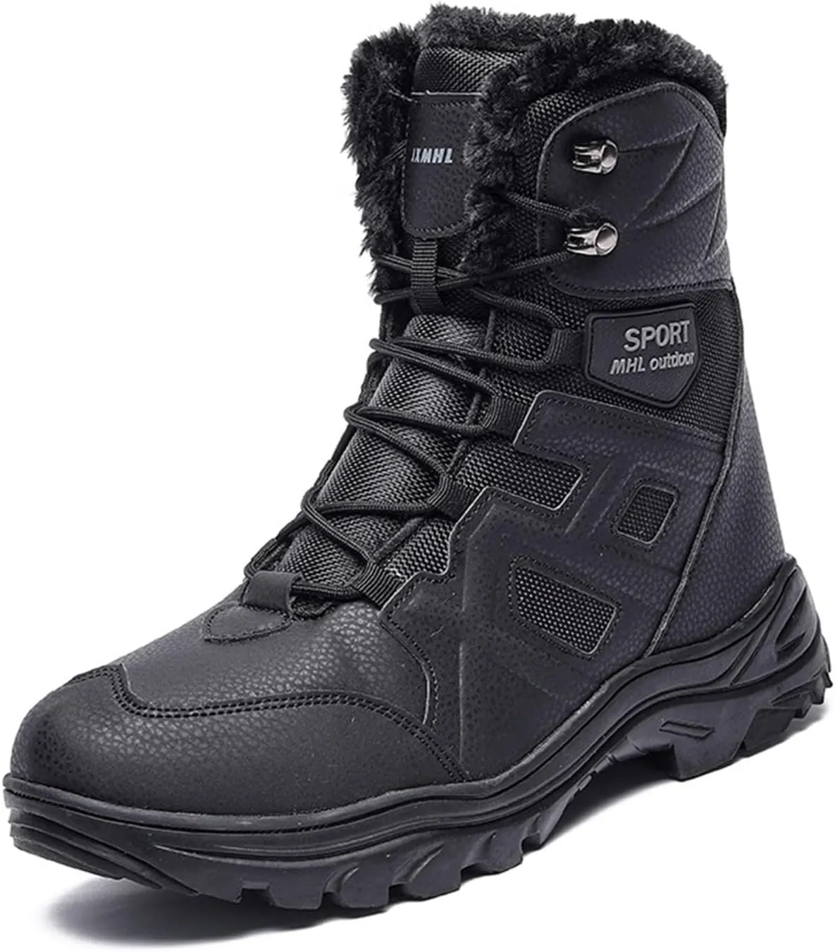 Mens Snow Boots Waterproof Insulated,Outdoor High Top Cold-Weather Warm Winter Hiking Boots Men,Lightweight Breathable Fur Lined Boots