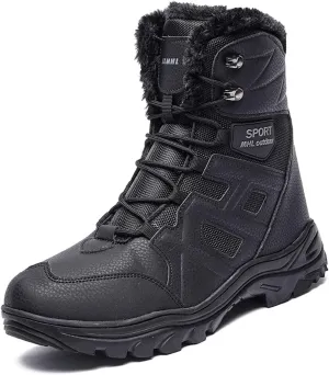 Mens Snow Boots Waterproof Insulated,Outdoor High Top Cold-Weather Warm Winter Hiking Boots Men,Lightweight Breathable Fur Lined Boots