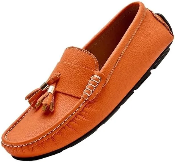 Men's Square Toe PU Leather Loafers - Comfortable Driving Shoes with Flat Heel, Slip-Resistant, Ideal for Walking, Parties, and Casual Wear