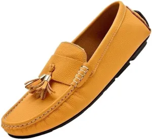 Men's Square Toe PU Leather Loafers - Comfortable Driving Shoes with Flat Heel, Slip-Resistant, Ideal for Walking, Parties, and Casual Wear