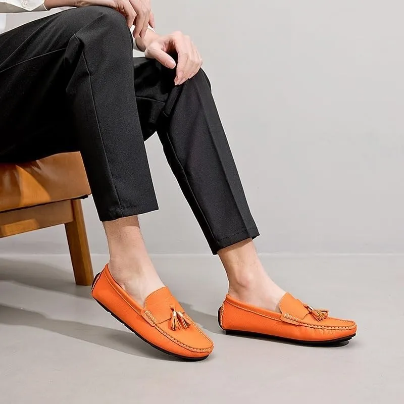 Men's Square Toe PU Leather Loafers - Comfortable Driving Shoes with Flat Heel, Slip-Resistant, Ideal for Walking, Parties, and Casual Wear