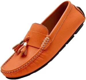 Men's Square Toe PU Leather Loafers - Comfortable Driving Shoes with Flat Heel, Slip-Resistant, Ideal for Walking, Parties, and Casual Wear