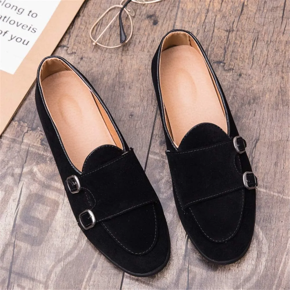Men's Suede Driving Loafers for Men Casual Monk Strap Boat Shoes Moccasins Synthetic Leather Cozy Lightweight