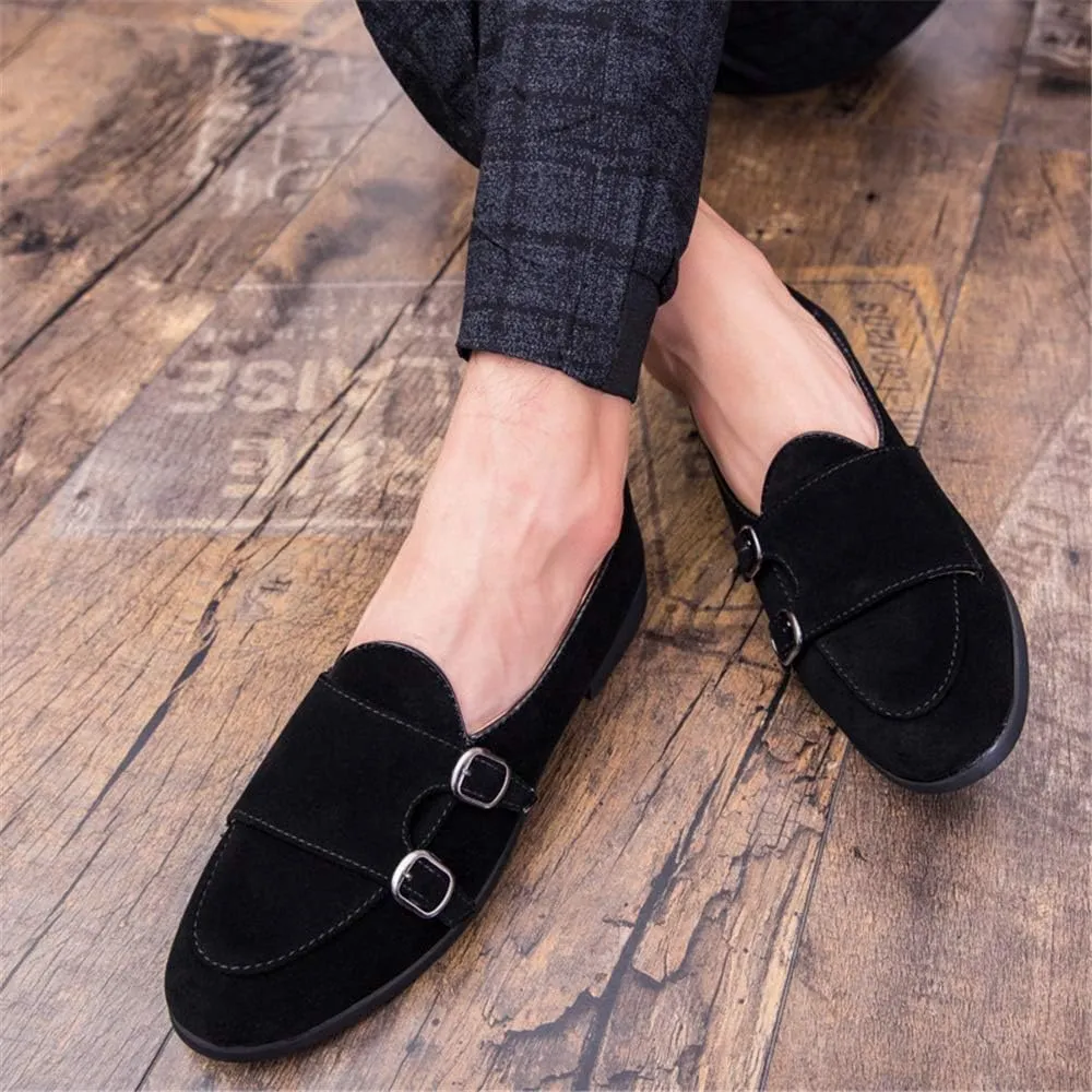 Men's Suede Driving Loafers for Men Casual Monk Strap Boat Shoes Moccasins Synthetic Leather Cozy Lightweight