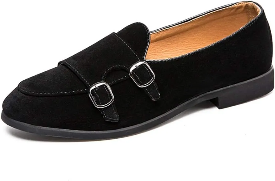 Men's Suede Driving Loafers for Men Casual Monk Strap Boat Shoes Moccasins Synthetic Leather Cozy Lightweight