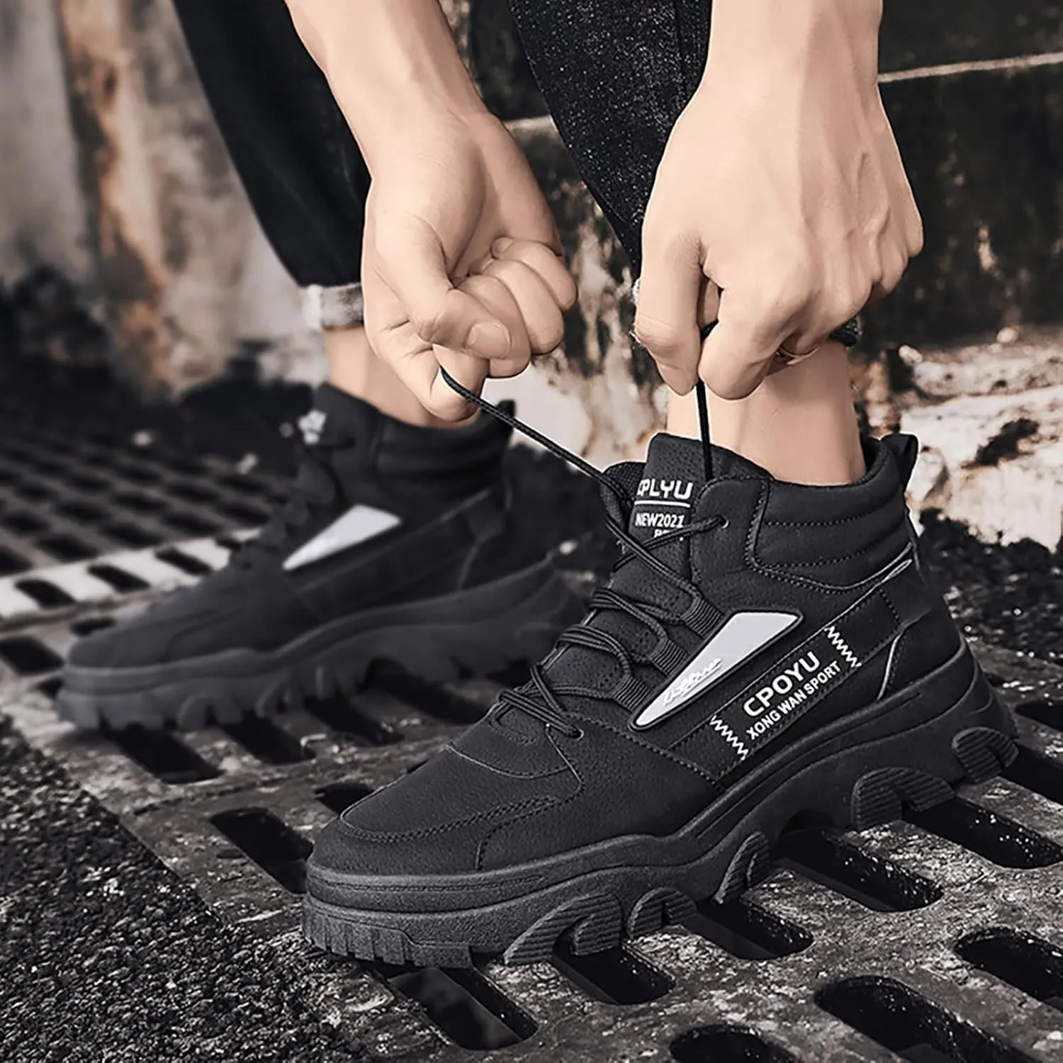 Mens Tennis Shoes Men Fashion Walking Sneakers Non Slip Work Shoes Comfortable Leather Casual Athletic Tennis