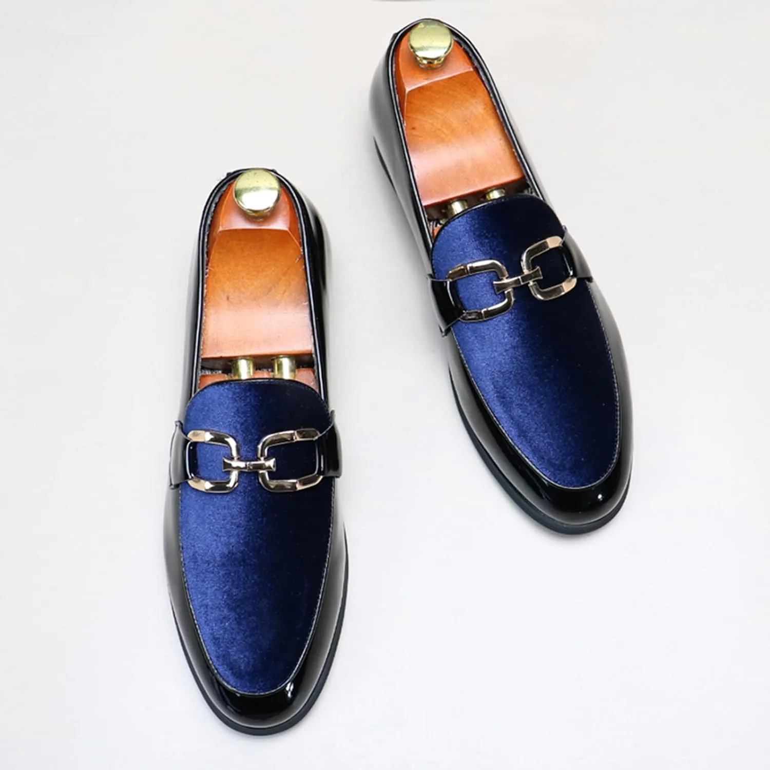 Men's Tuxedo Patent Loafers Classic Velvet Slip-On Dress Shoes Wedding Party Prom Shoes