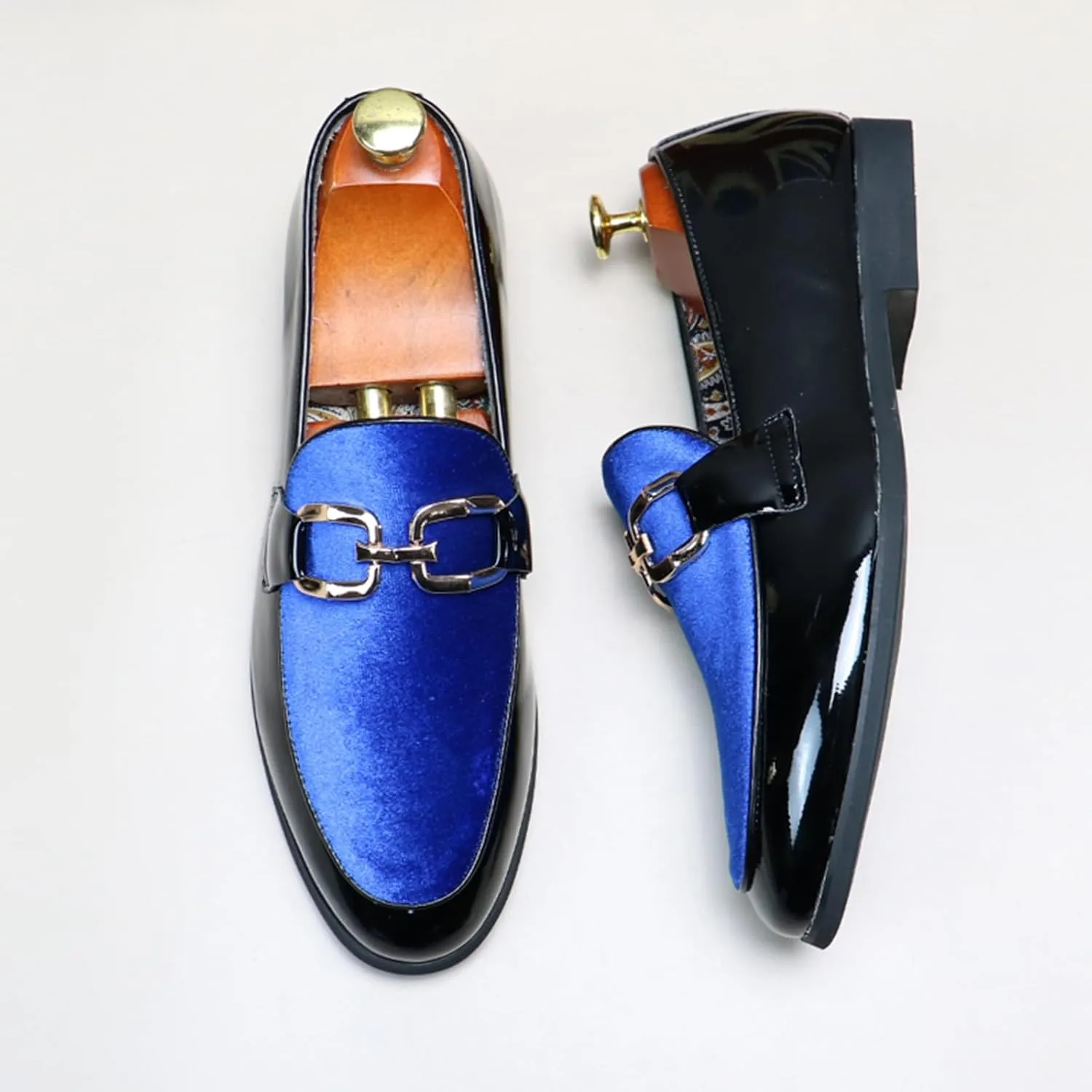Men's Tuxedo Patent Loafers Classic Velvet Slip-On Dress Shoes Wedding Party Prom Shoes