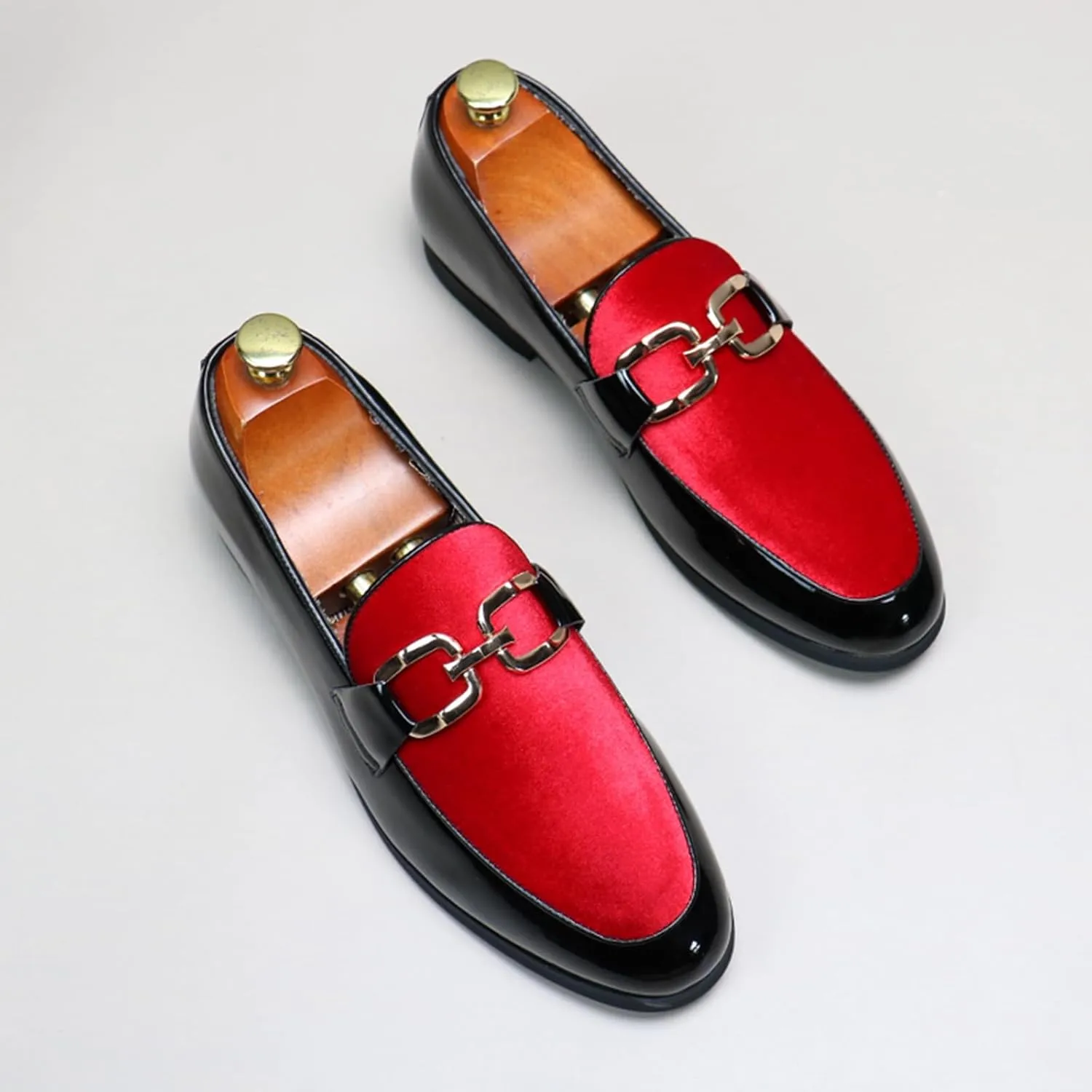 Men's Tuxedo Patent Loafers Classic Velvet Slip-On Dress Shoes Wedding Party Prom Shoes