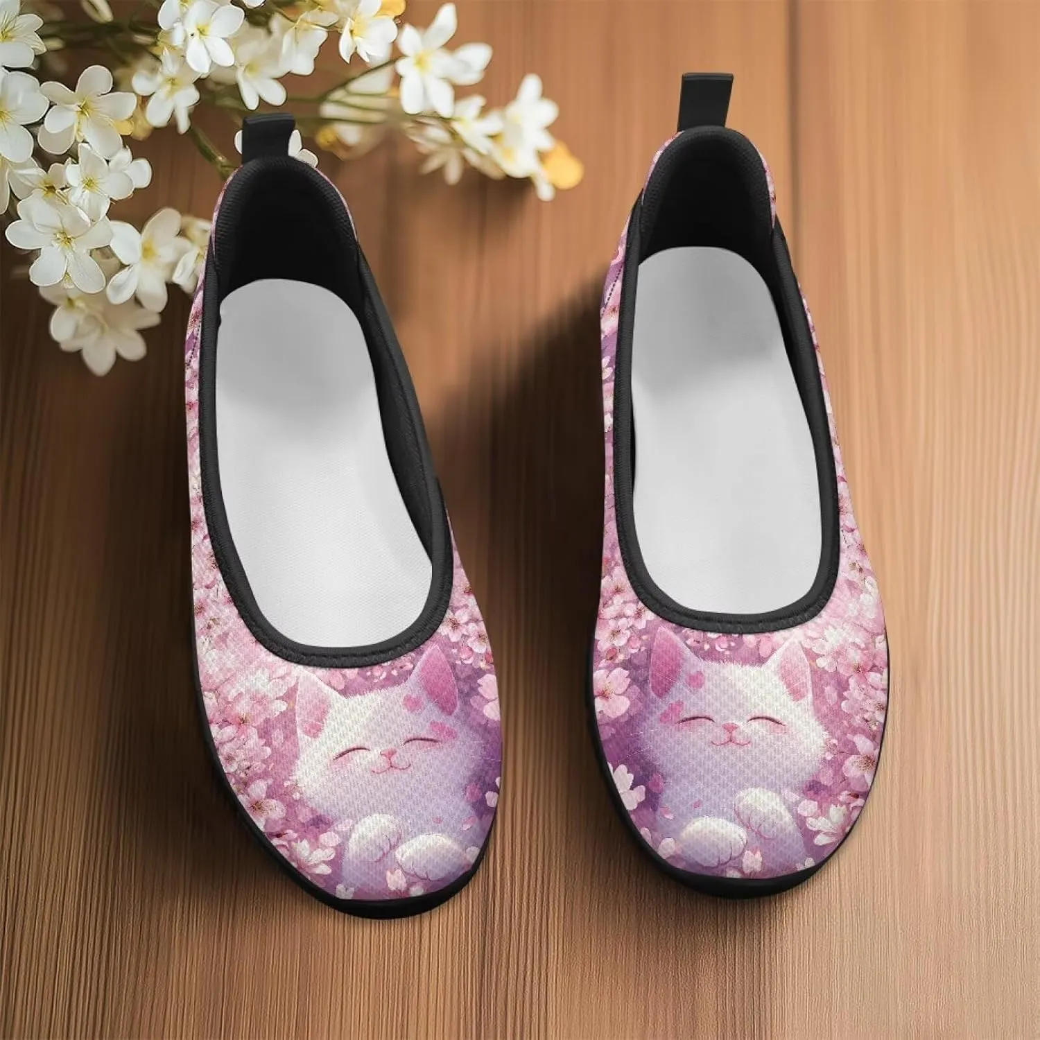 Mesh Loafers for Women Casual Comfort Slip-Ons Lightweight Walking Flats Non Slip Driving Shoes Black Sole