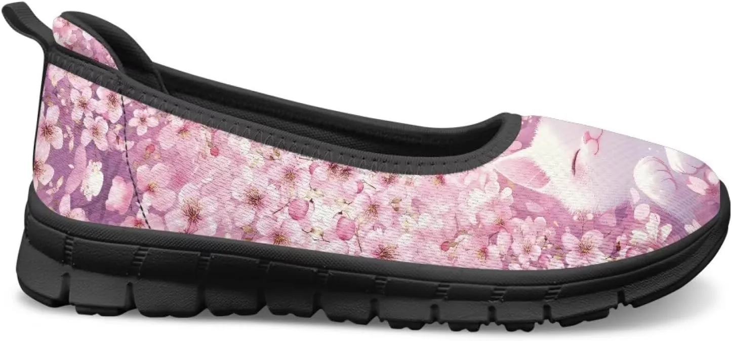 Mesh Loafers for Women Casual Comfort Slip-Ons Lightweight Walking Flats Non Slip Driving Shoes Black Sole