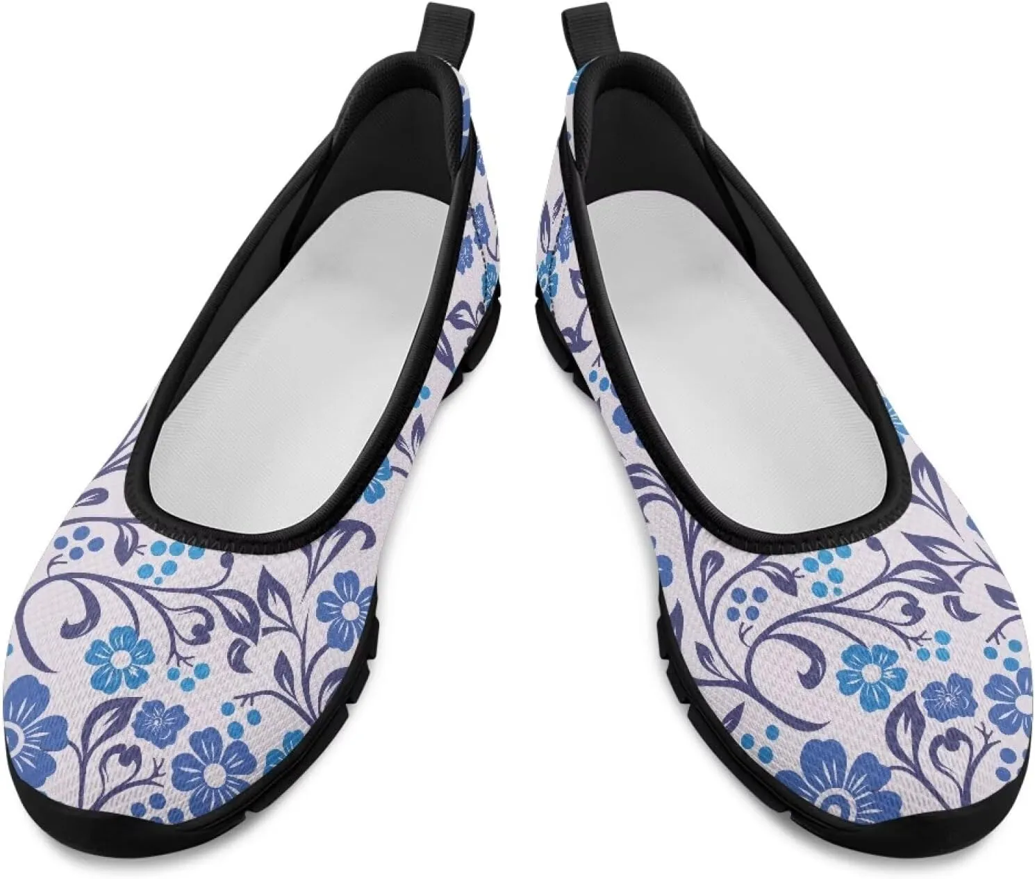 Mesh Loafers for Women Casual Comfort Slip-Ons Lightweight Walking Flats Non Slip Driving Shoes Black Sole