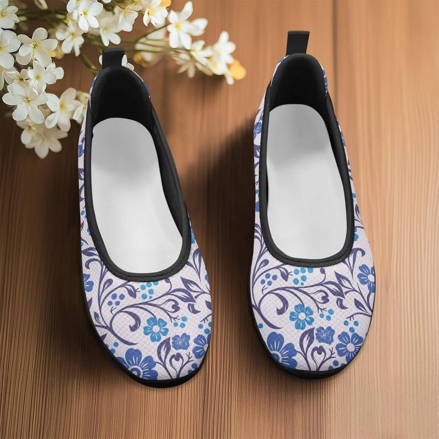 Mesh Loafers for Women Casual Comfort Slip-Ons Lightweight Walking Flats Non Slip Driving Shoes Black Sole